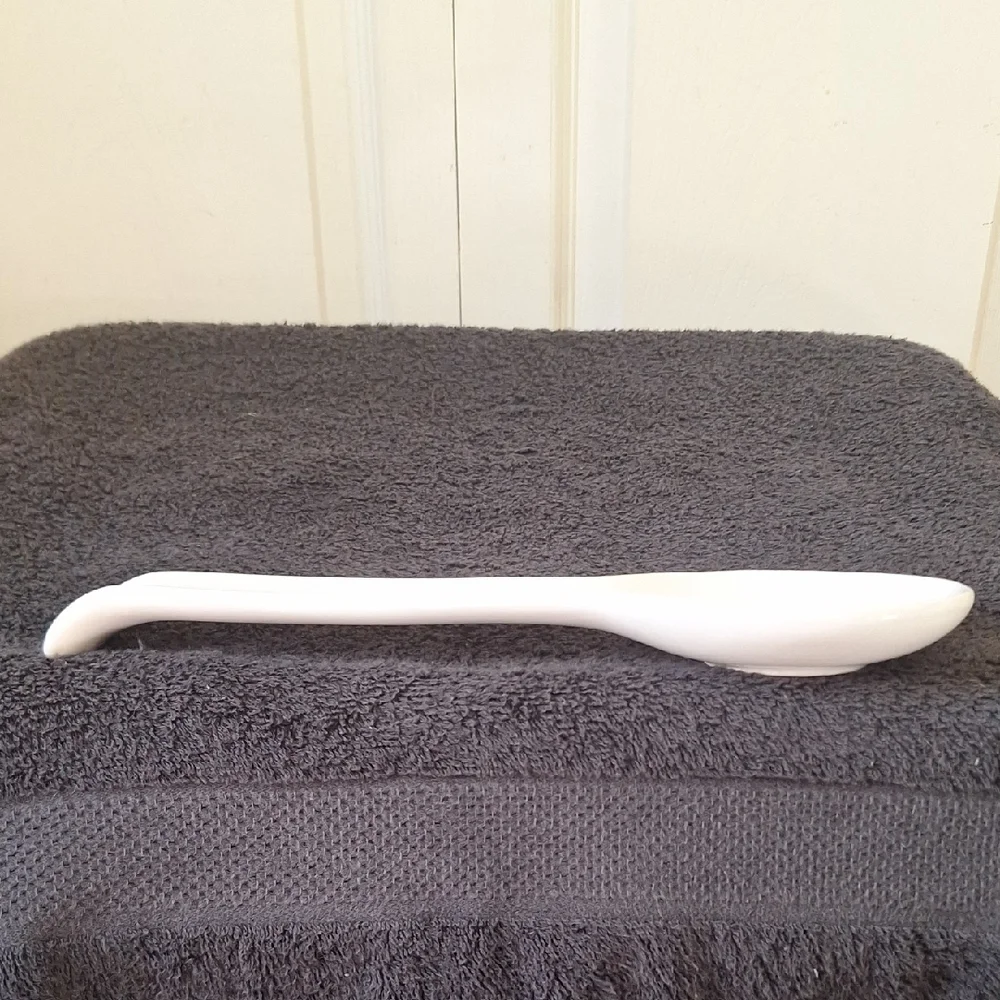Sur La Table White Ceramic Spoon Rest with Lemon Motif